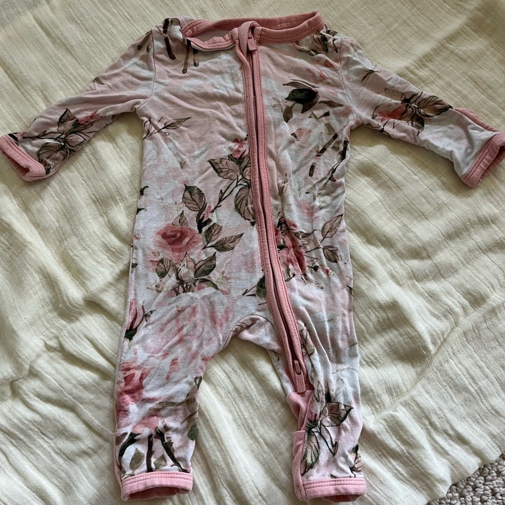 Posh Peanut Punk Floral zippered footie